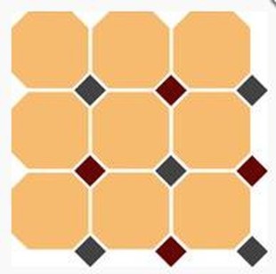 Керамогранит Top Cer Octagon New 4421 OCT14+20-A Ochre Yellow OCTAGON 21/Black 14 + Brick Red 20 Dots 30х30 см