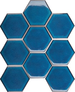Керамическая мозаика StarMosaic Hexagon big Deep Blue Glossy JJFQ80048 25,6x29,5 см