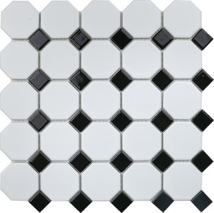 Керамическая мозаика StarMosaic Octagon small White/Black Matt NXWN51488/IDLA2575 29,5x29,5 см