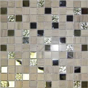 Мозаика Orro Mosaic Glasstone Linen Wood 10 мм. стекло+камень 30х30 см
